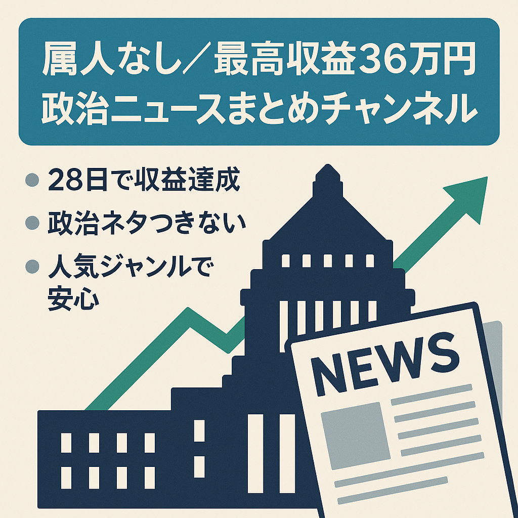 【属人なし・最高収益36万円】政治に関するニュースをまとめたチャンネル