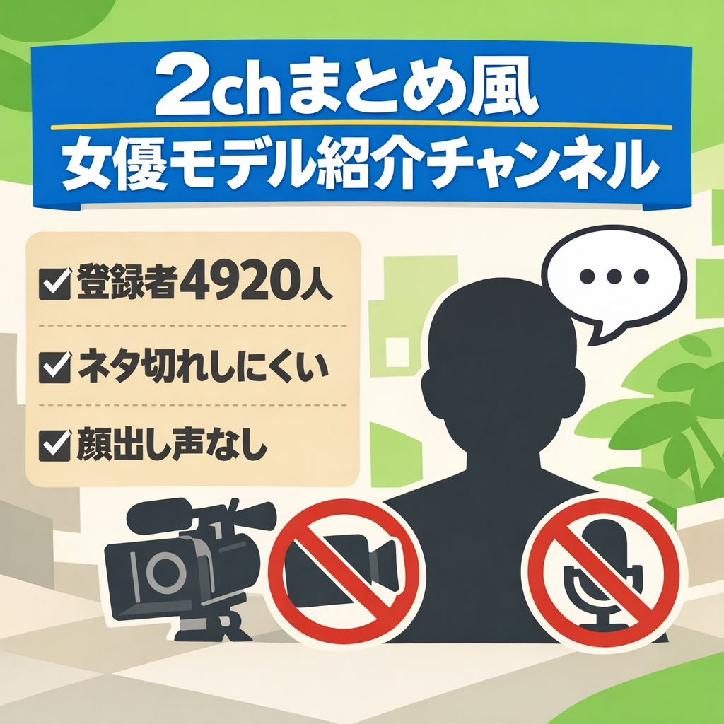 訳あり：【登録者約5000人！2chまとめ風の女優モデル紹介チャンネル】顔出しなし声出しなし