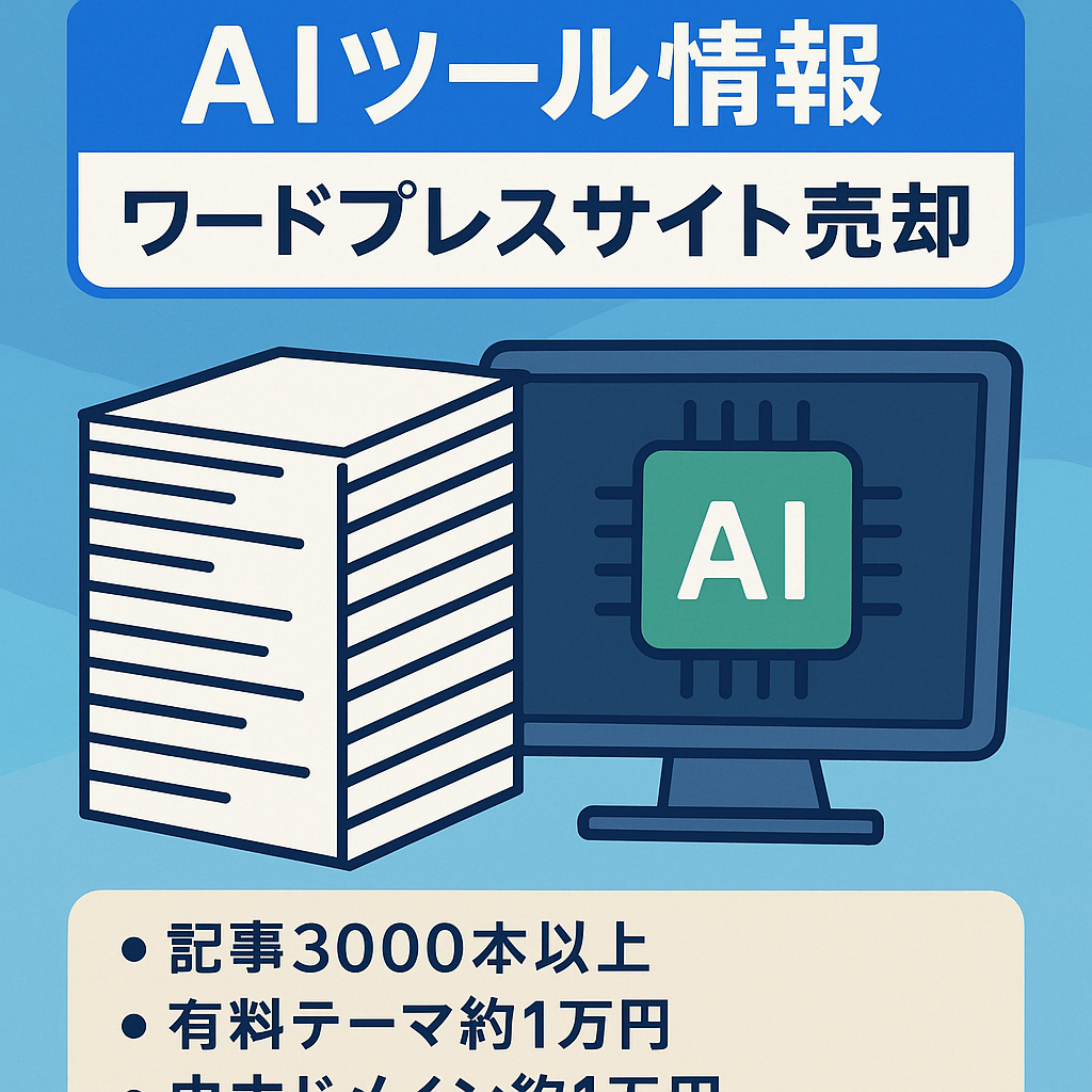3000記事以上！AIツール情報ワードプレスサイト売却します。