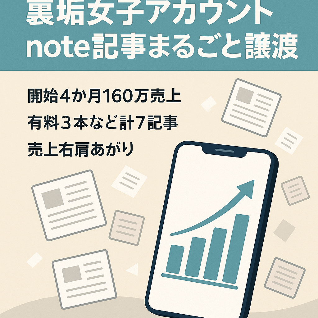【運用開始4ヶ月で売上160万超え】非モテ男子をターゲットにした裏垢女子アカウント｜note記事＆アカウントも譲渡
