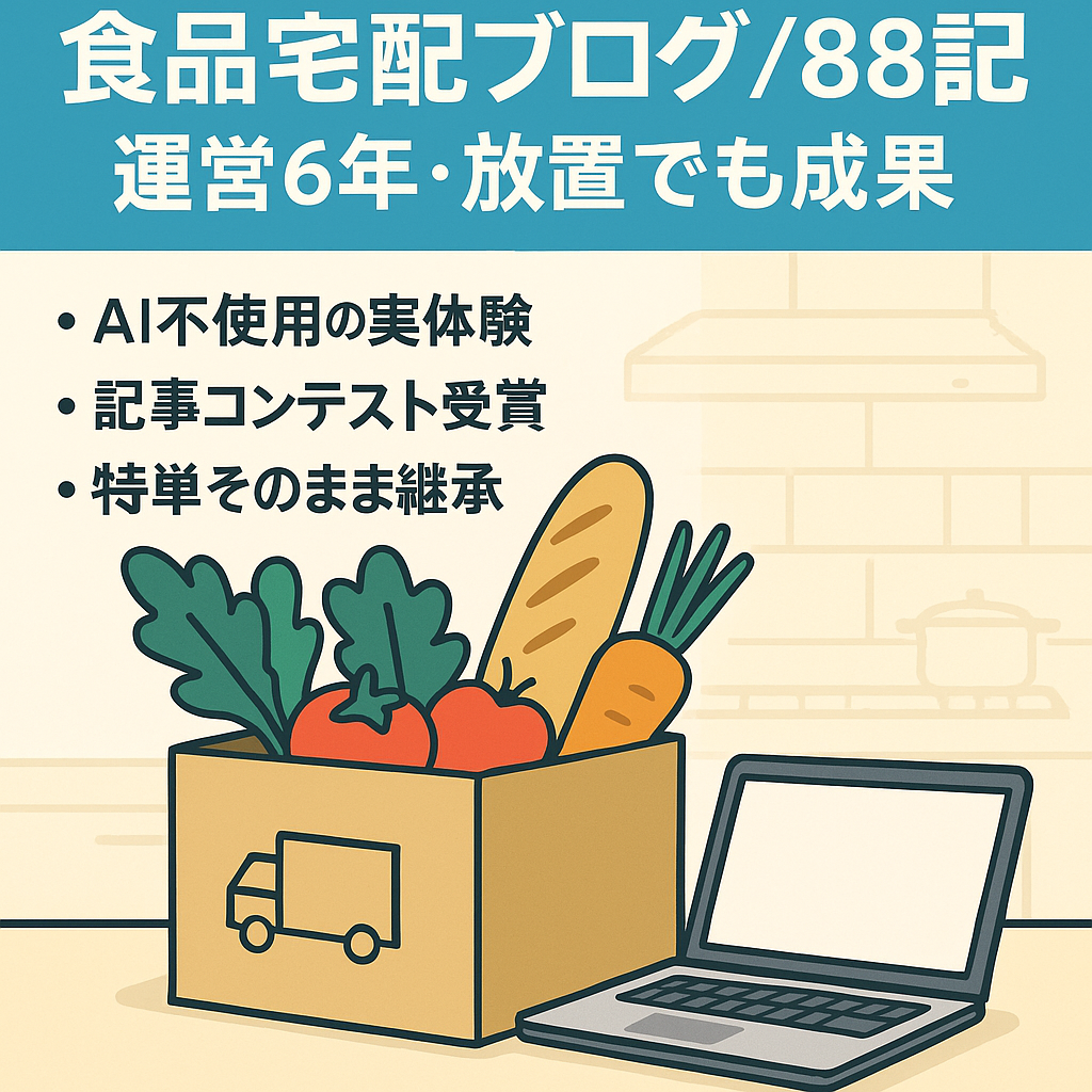 食品宅配特化ブログ【運営歴6年半88記事】放置でも収益あり！特単引き継ぎ可能！