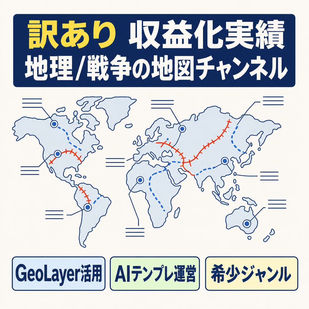 訳あり：【収益化実績あり・希少ジャンル】地理・戦争・国際情勢ジャンル