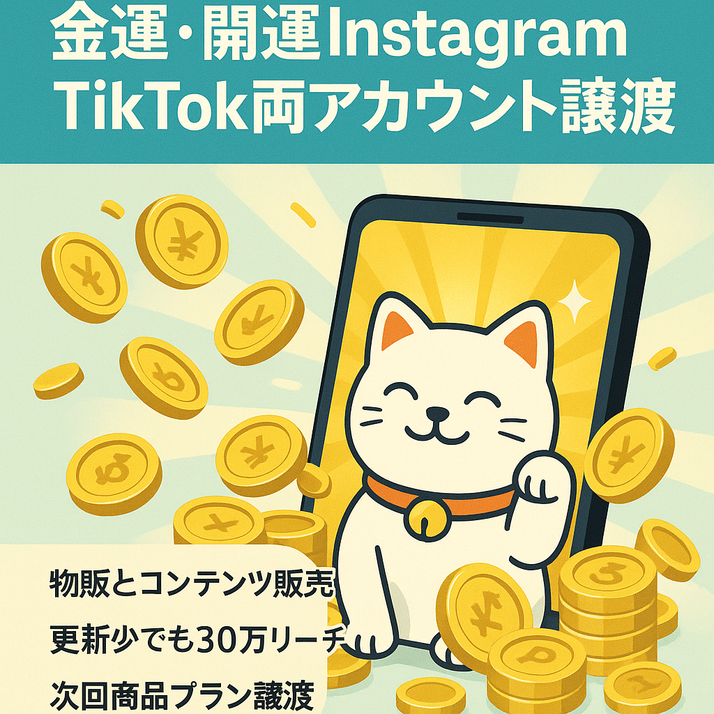 【マネタイズ済】金運・開運のInstagram・Tiktok両アカウント譲渡【総フォロワー約5000人】