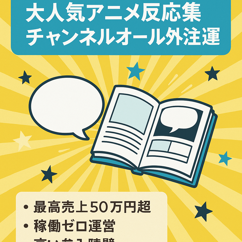 【最高売上50万超え】某大人気アニメ・漫画の反応集チャンネル【オール外注/自動運営の仕組み化済み/引き継ぎ可能】