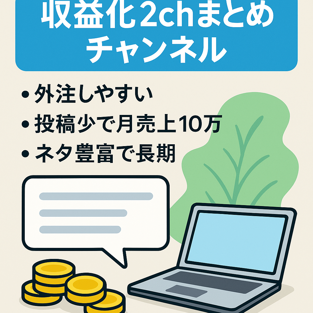 【収益化済/属人性なし】早い者勝ちの2chまとめチャンネル！【外注化可能】