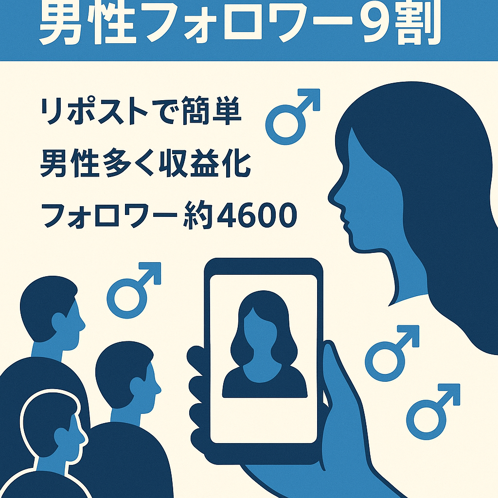 リポストで簡単運営◎初心者向け【Instagram 美女インフルエンサー垢】男性率9割超え 出会い系やマッチングアプリ、アダルト誘導に！