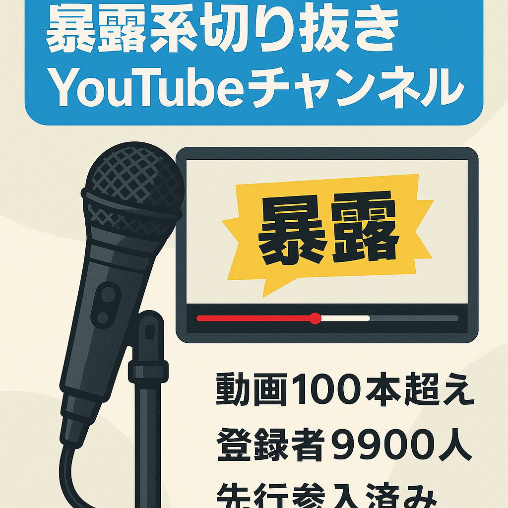 今話題の暴露系YouTuberの収益化済み【切り抜き】アカウント【登録者9,900人】
