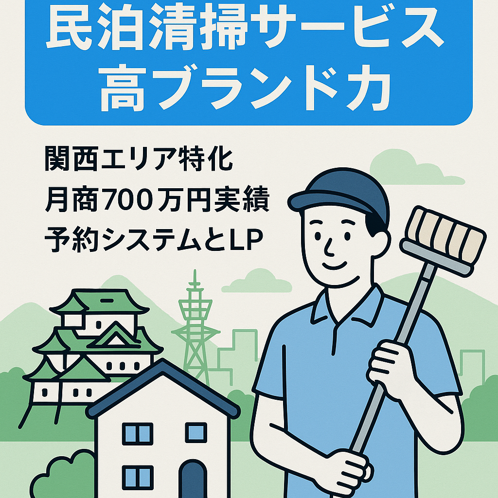 【初心者OK・即営業可・サポート3ヶ月】強いブランド力を持つ民泊清掃サービス事業