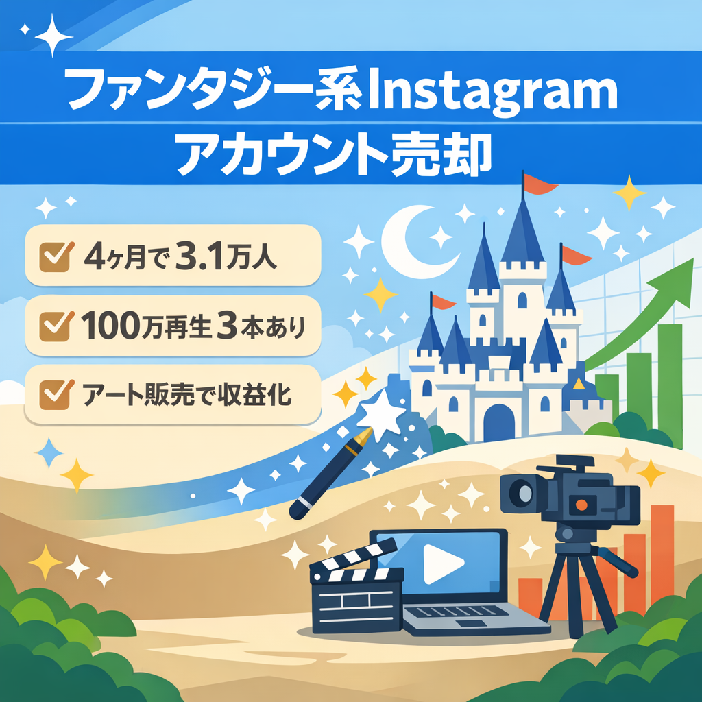 【3.1万人超え・月間470万PV】ファンタジー系Instagramアカウント/AI動画/収益化済み/100万再生複数本あり/