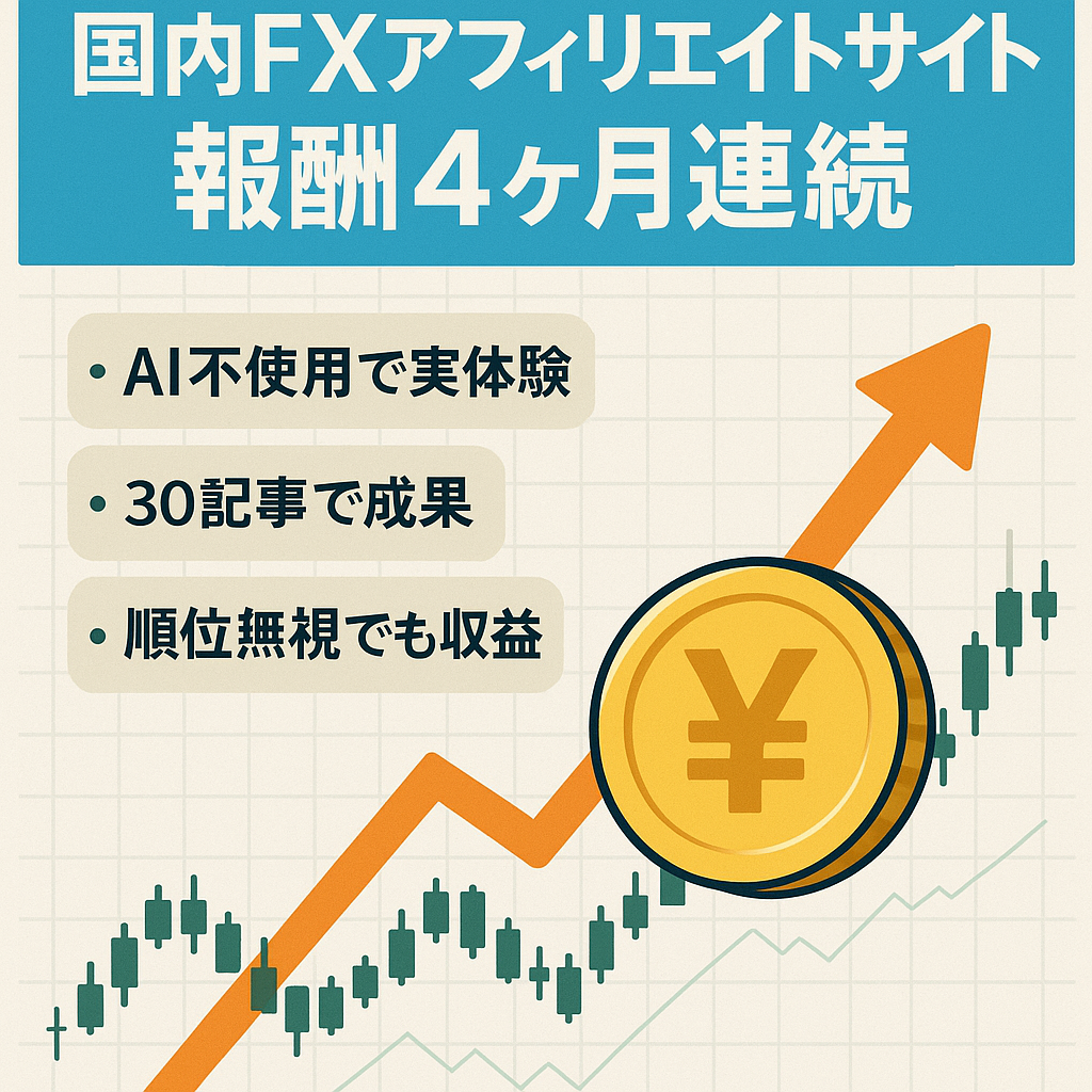 【国内FX】4ヶ月連続報酬発生中！検索順位に関わらず収益化が可能なFXアフィリエイトサイト