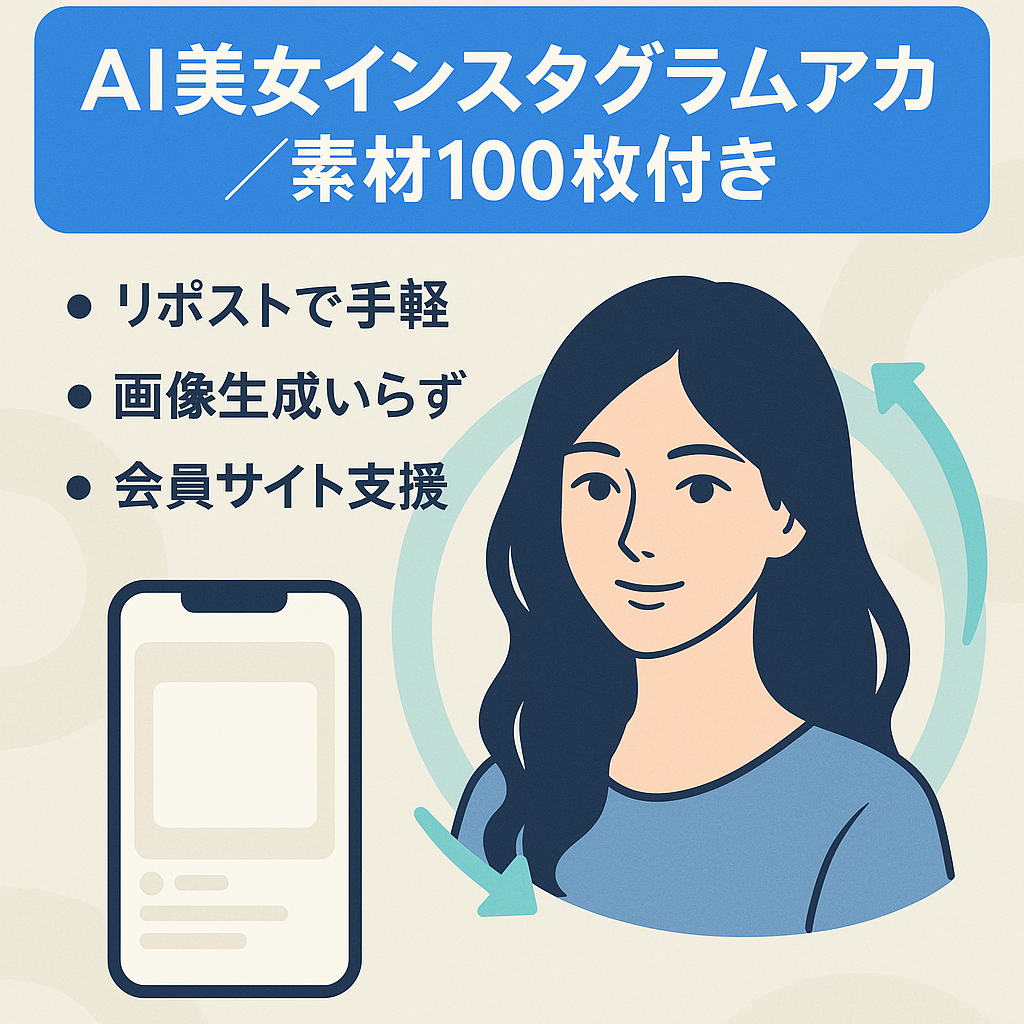 【話題のAI美女アカ◎初心者でもカンタンに収益化】リポストで誰でも運営可【有料会員サイト用の素材も100枚プレゼントでマネタイズ可能】