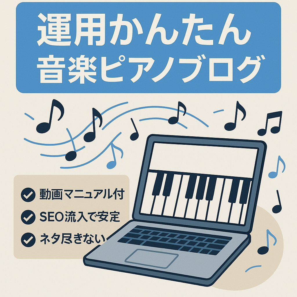 【属人性なし専門知識不要・初心者でも運用可能】安定収益の音楽（ピアノ）ブログ【10,000〜40,000PV/月】
