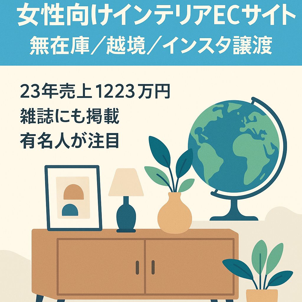 【2023年売上12,233,038円】女性向けインテリア無在庫販売越境ECサイト【フォロワー約4万人インスタアカウントも譲渡】