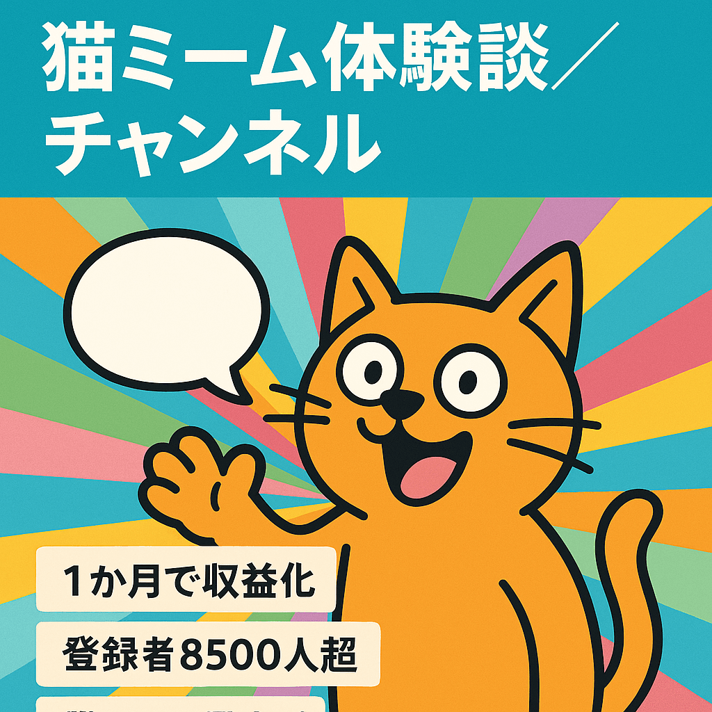 収益化済み！登録者8500人超え！】猫ミーム体験談チャンネル ジャンル 
