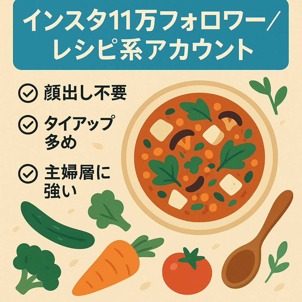 【instagram11万人越えレシピ系アカウント】すぐにマネタイズできます