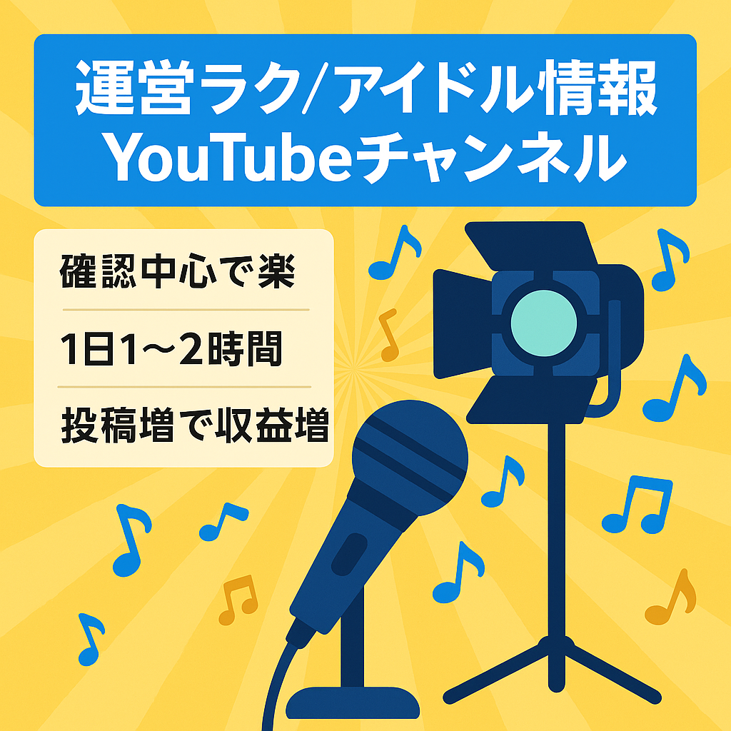【仕組化済みで運営が楽】アイドル情報まとめ系YouTubeチャンネル【外注引継ぎ可能】