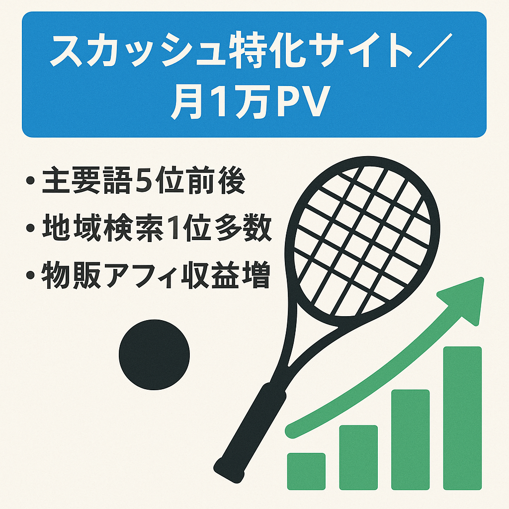 【今後の伸び代あり】スカッシュに特化したサイト【作業なしで月1万PV弱】
