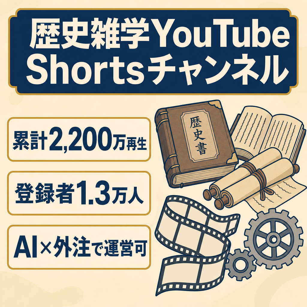 【開設約6か月で2,200万再生超】登録者1.3万人・収益化済｜顔出し不要の歴史雑学YouTube Shorts