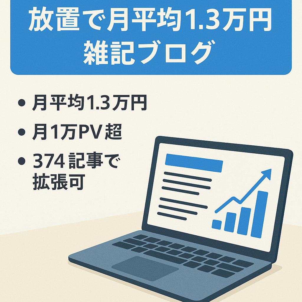 【4ヶ月間放置でも平均月13,000円！】！現在も月間1万PV以上・記事数374記事の雑記ブログ！上位表示記事多数！