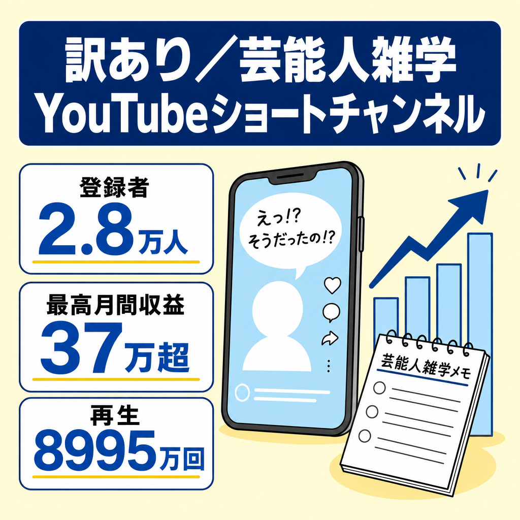 訳あり：【YouTube登録者2万8880名超え】芸能人雑学ショートチャンネル