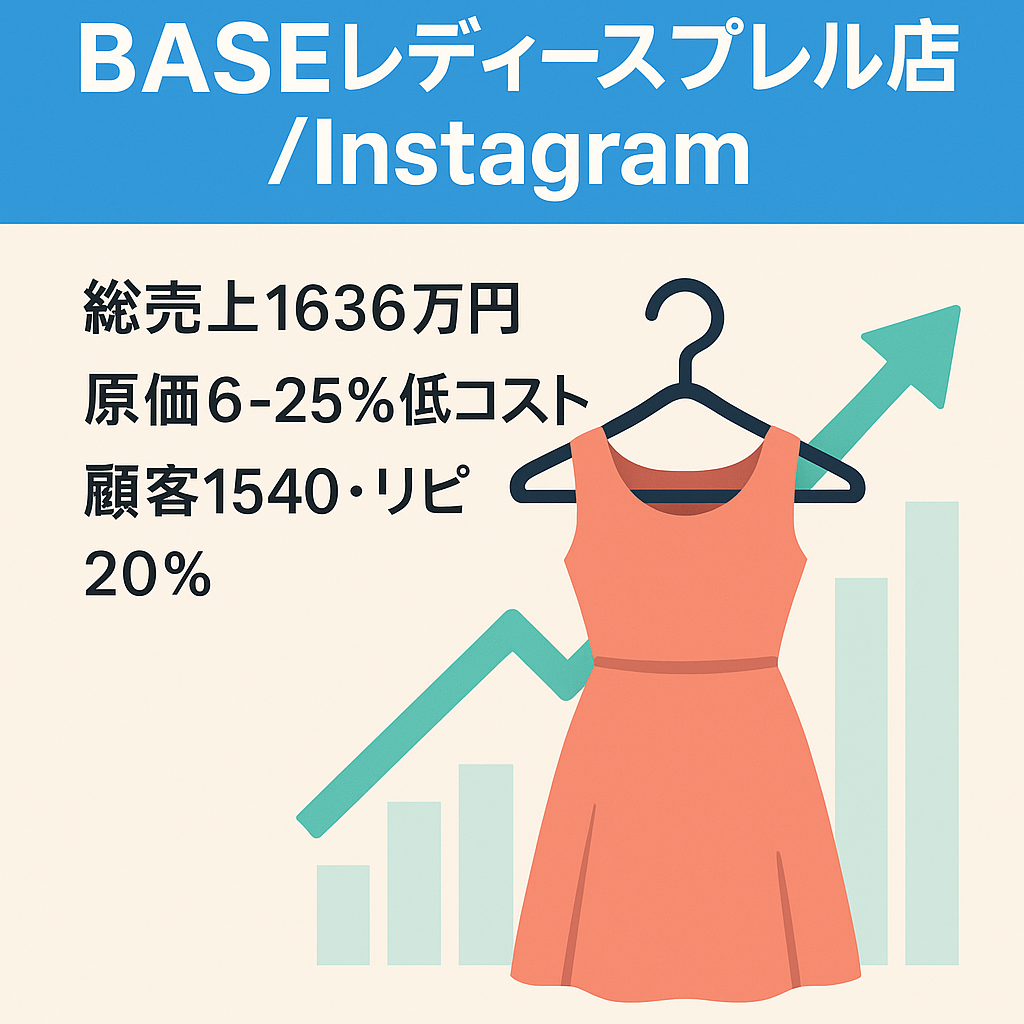 【総売上16,367,415円】BASEレディースアパレルショップ＋Instagramショップアカウント【フォロワー3,204人】