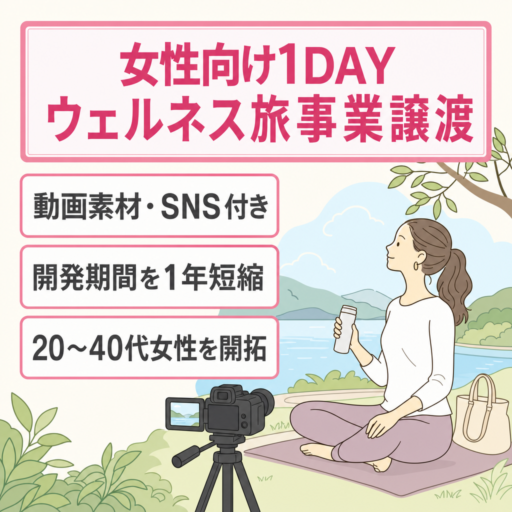 2026年3月始動！女性対象「１DAYウェルネス旅」事業譲渡（動画素材・SNS付）
