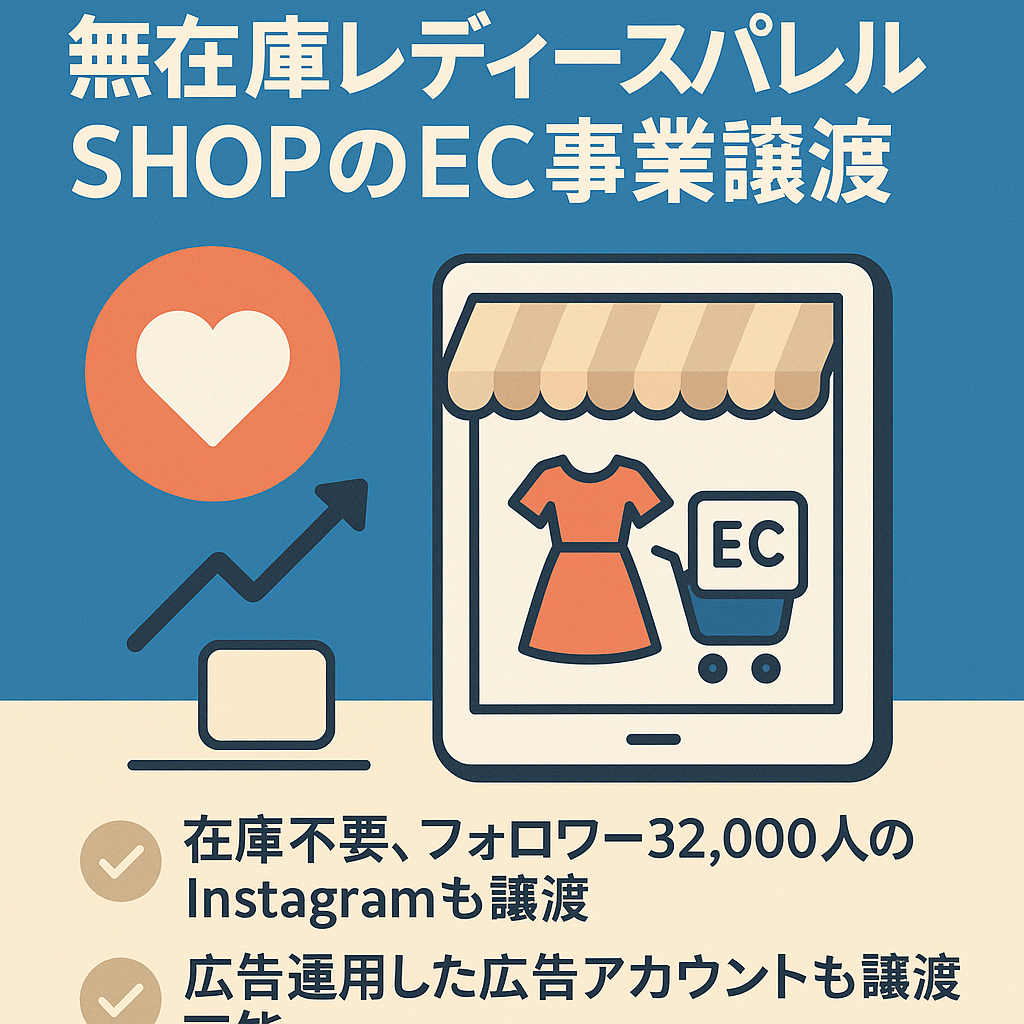 【Instagramフォロワー32,000人】BASE無在庫レディースアパレルSHOPのEC事業譲渡