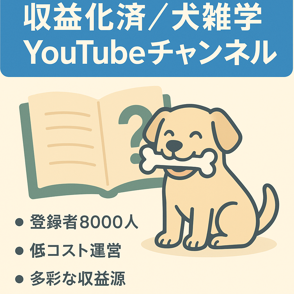 【収益化済 / 非属人Youtube登録者8,000人】犬雑学系Youtubeチャンネル
