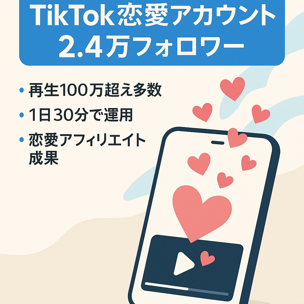 【TikTokフォロワー24000人】恋愛アカウント・完全非属人・投稿マニュアルあり
