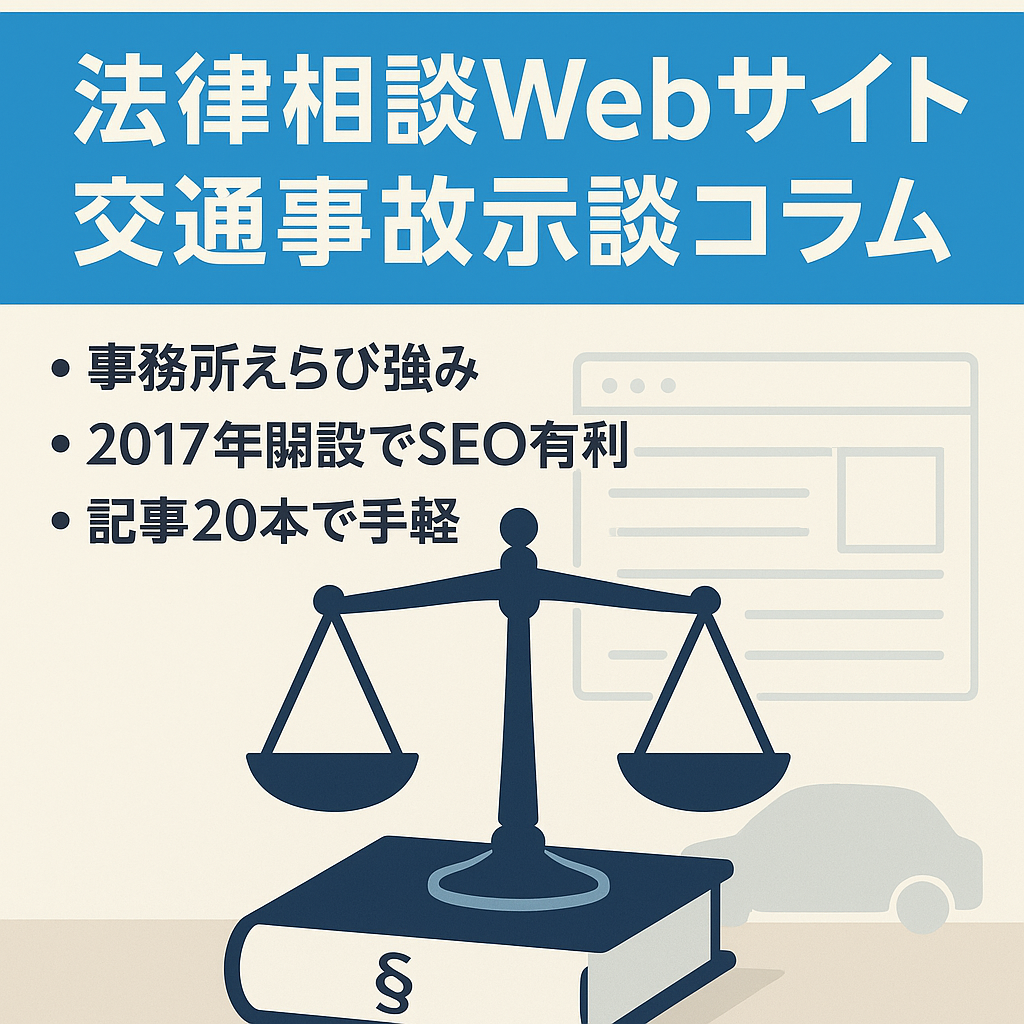 【法律相談系Webサイト】交通事故の示談コラム。すぐに知りたい情報満載で需要が見込めます