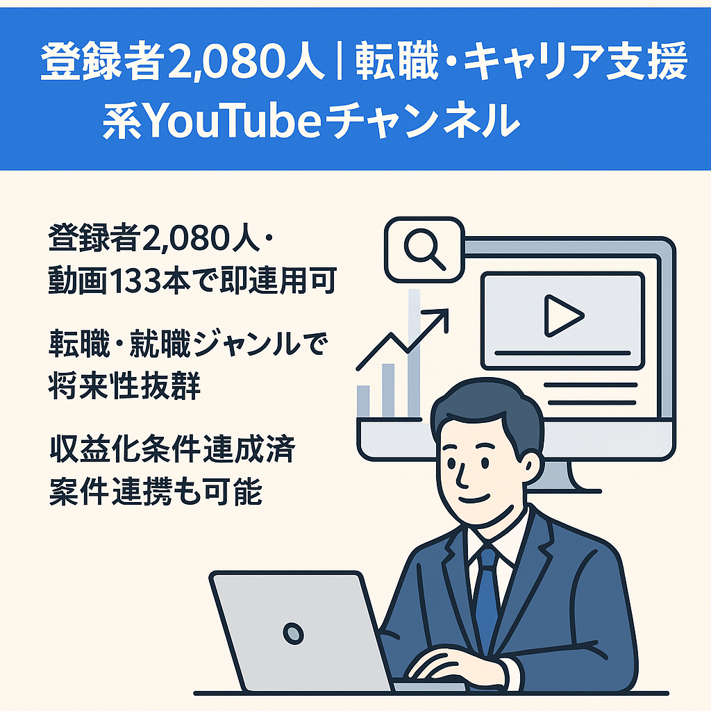 登録者2,080人｜転職・キャリア支援系YouTubeチャンネル（動画133本）