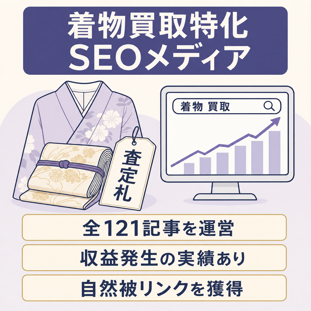 121記事・収益発生実績あり｜着物買取に特化したSEOメディア