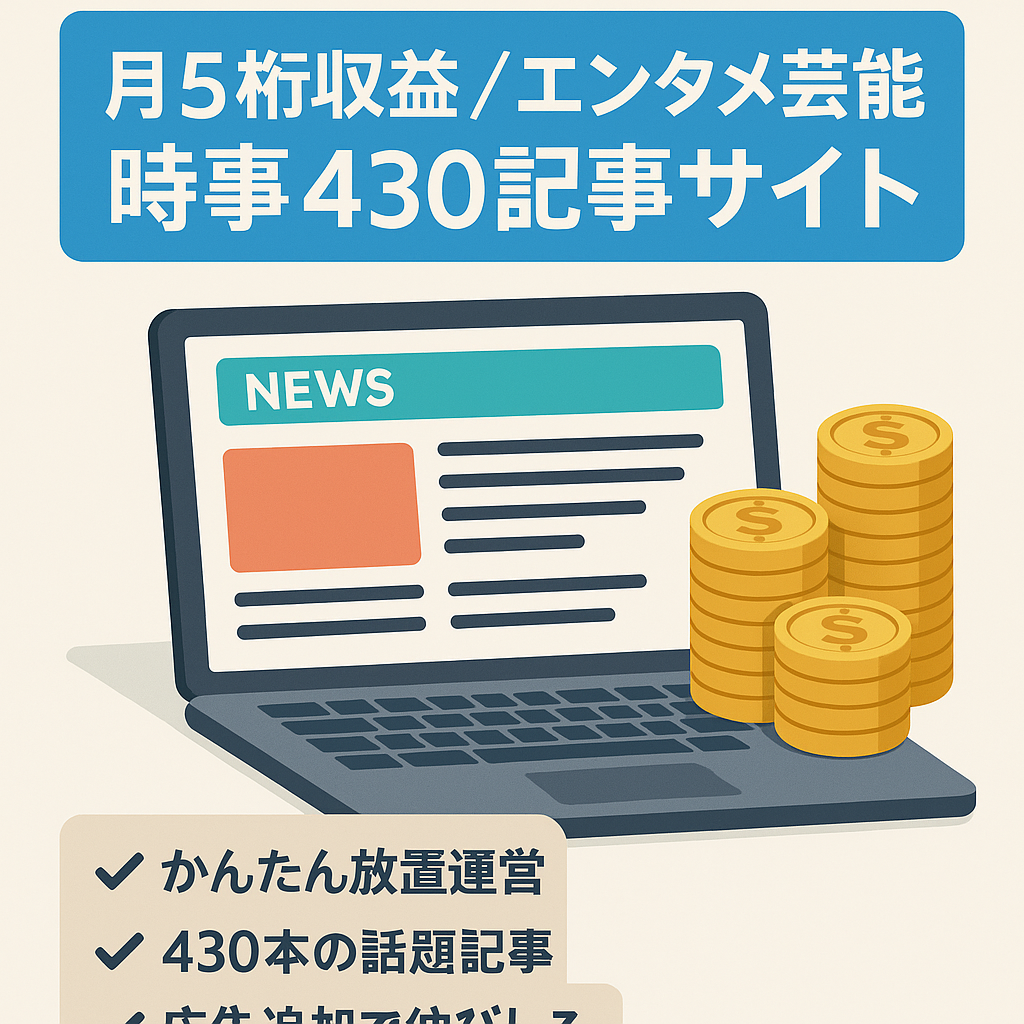 【完全放置でも月5桁の収益】エンタメ・芸能・時事記事が430記事以上のサイト