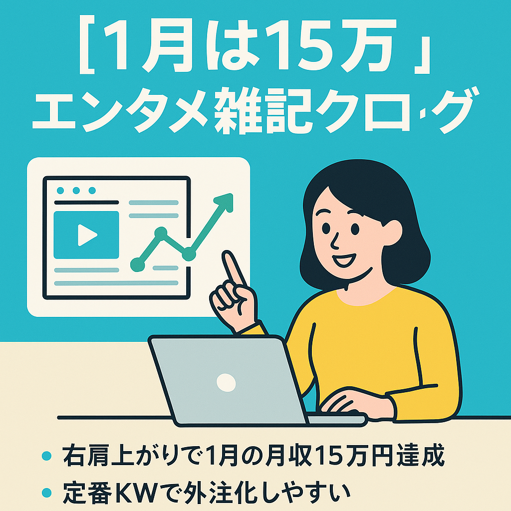 【1月は15万】定番KWで外注化しやすいエンタメ雑記ブログ｜一度もアップデートの影響なし＆1ヶ月のサポート付き