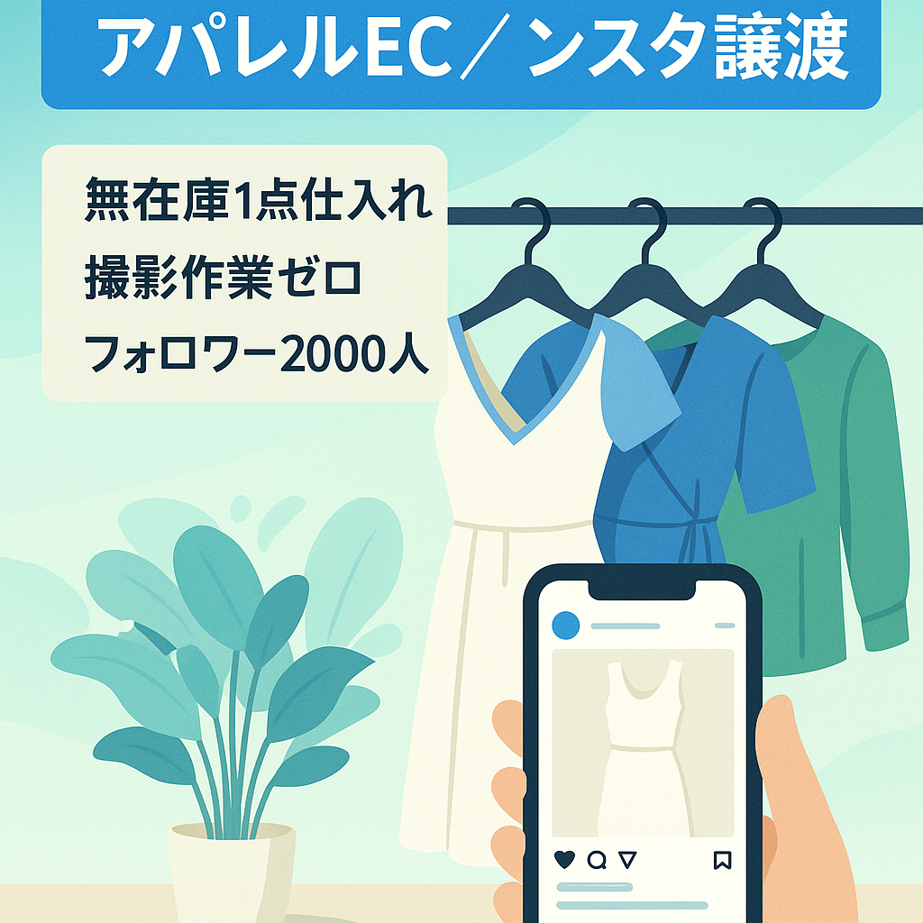 【今年オープン13万売上】海外レディース無在庫アパレルECとインスタを譲渡します【2000フォロワー】