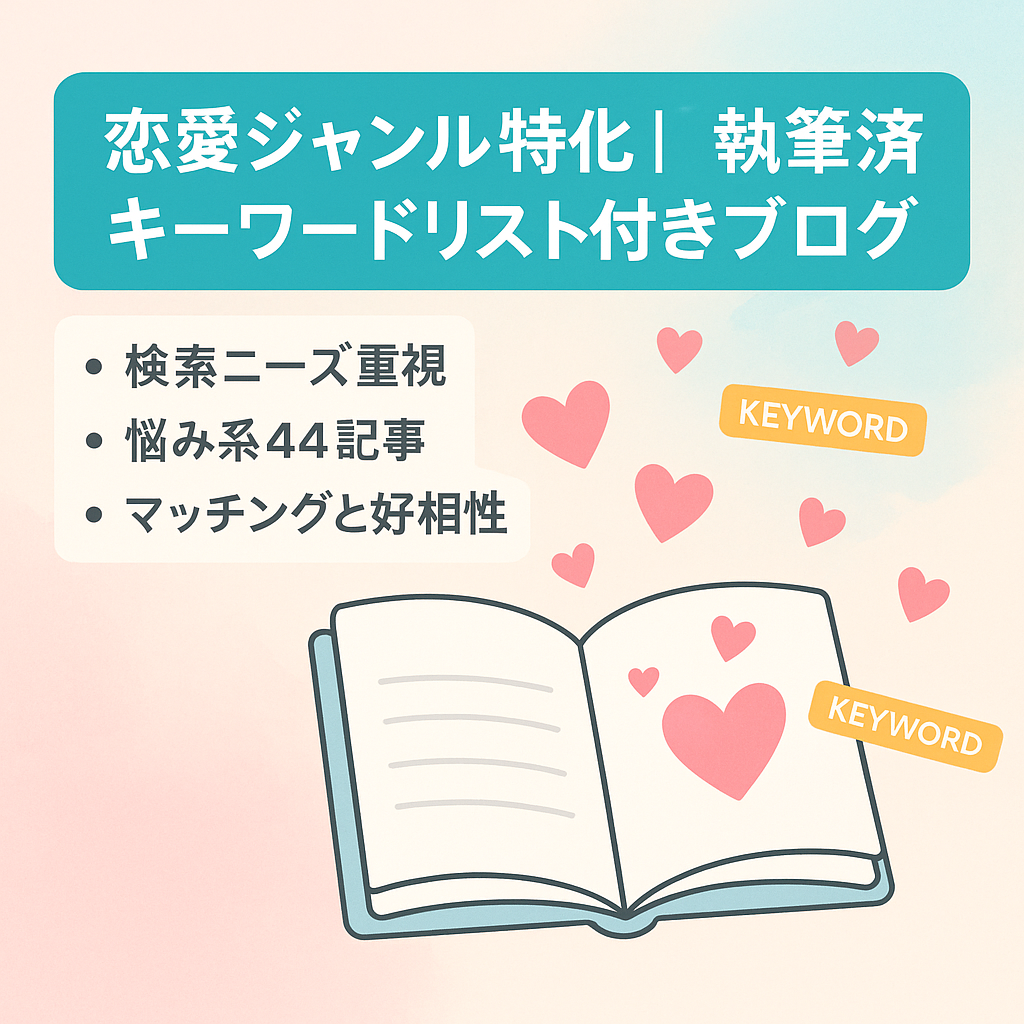 恋愛ジャンル特化｜執筆済キーワードリスト付きブログ