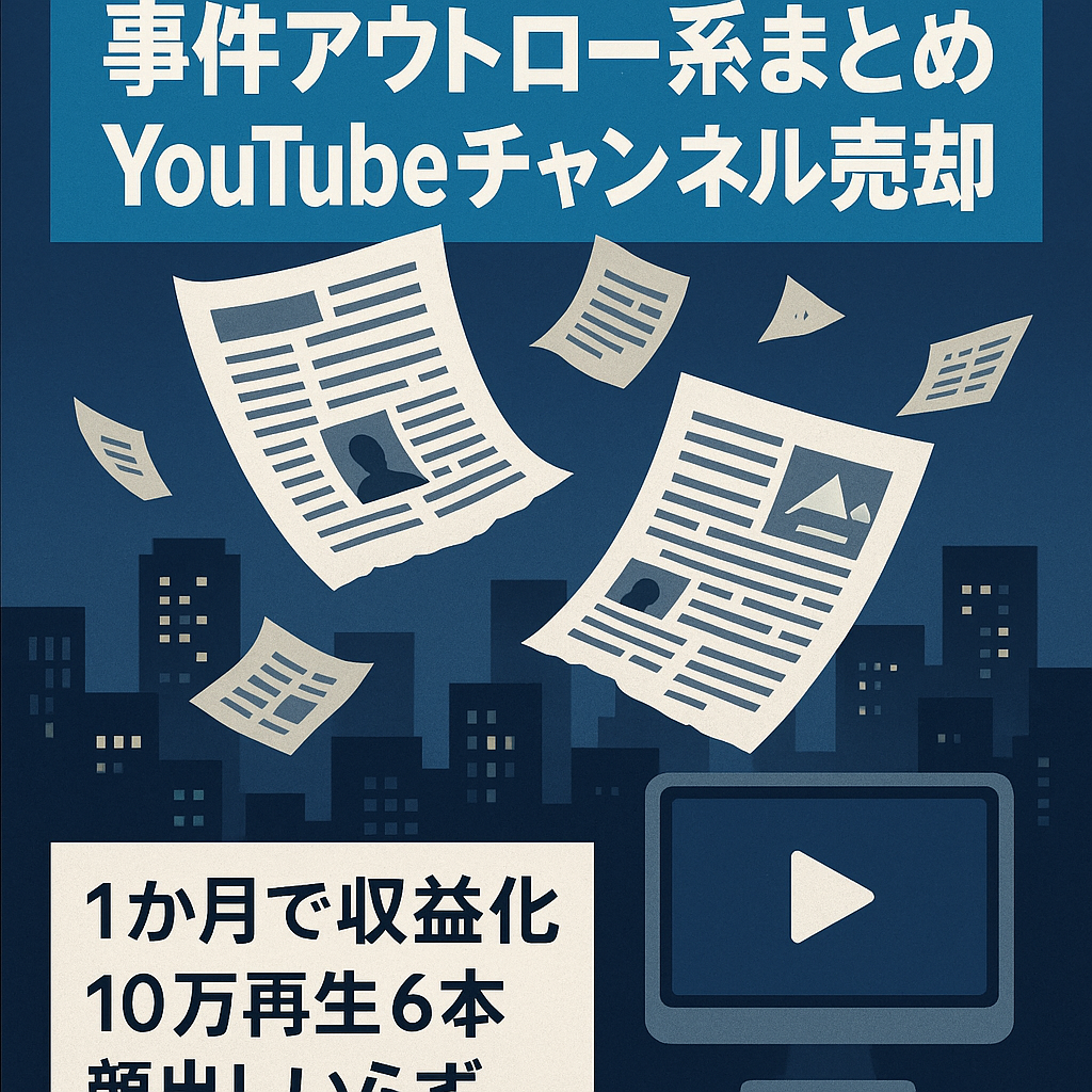最終値下げ！開設4カ月youtube登録者数4700人【１０万再生以上複数あり】画像生成AIを使った事件・アウトロー系まとめYouTubeチャンネル