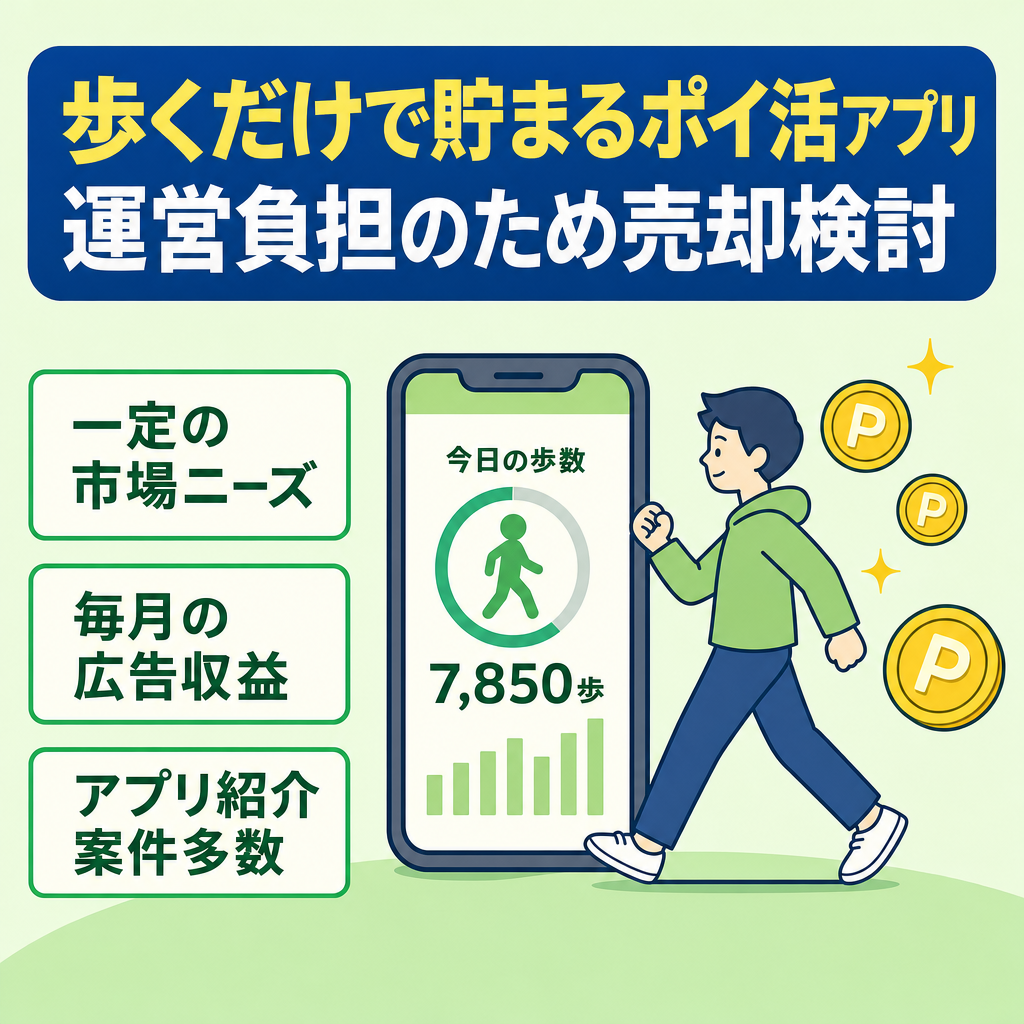 【広告収益】歩くだけで溜まるポイ活アプリ 運営リソース圧迫のため売却検討
