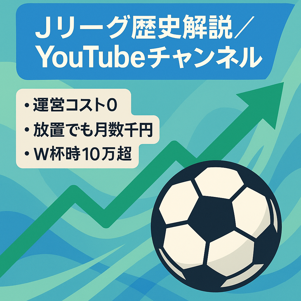 【コスト0で売上月数千円】更新停止中のJリーグを中心としたサッカー歴史解説チャンネルの譲渡