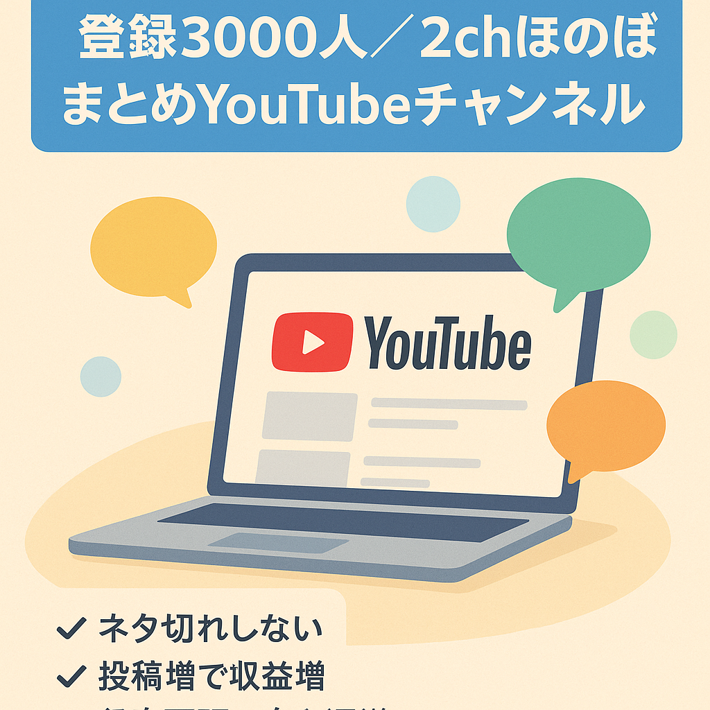 【チャンネル登録者数3000人】２chほのぼの系まとめYouTubeチャンネル譲渡