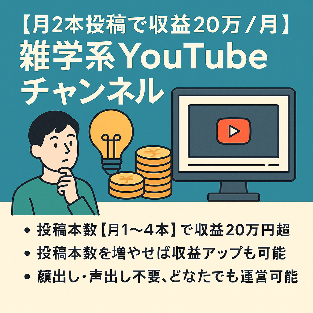 【月2本投稿で収益20万/月】登録者2.5万人の雑学系YouTubeチャンネル
