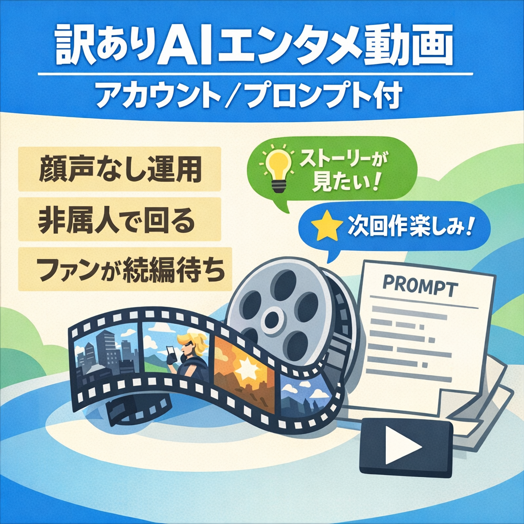 訳あり：【ラッコM&A取引実績あり！】AIを使ったエンタメ動画！AI動画作成プロンプト付き！