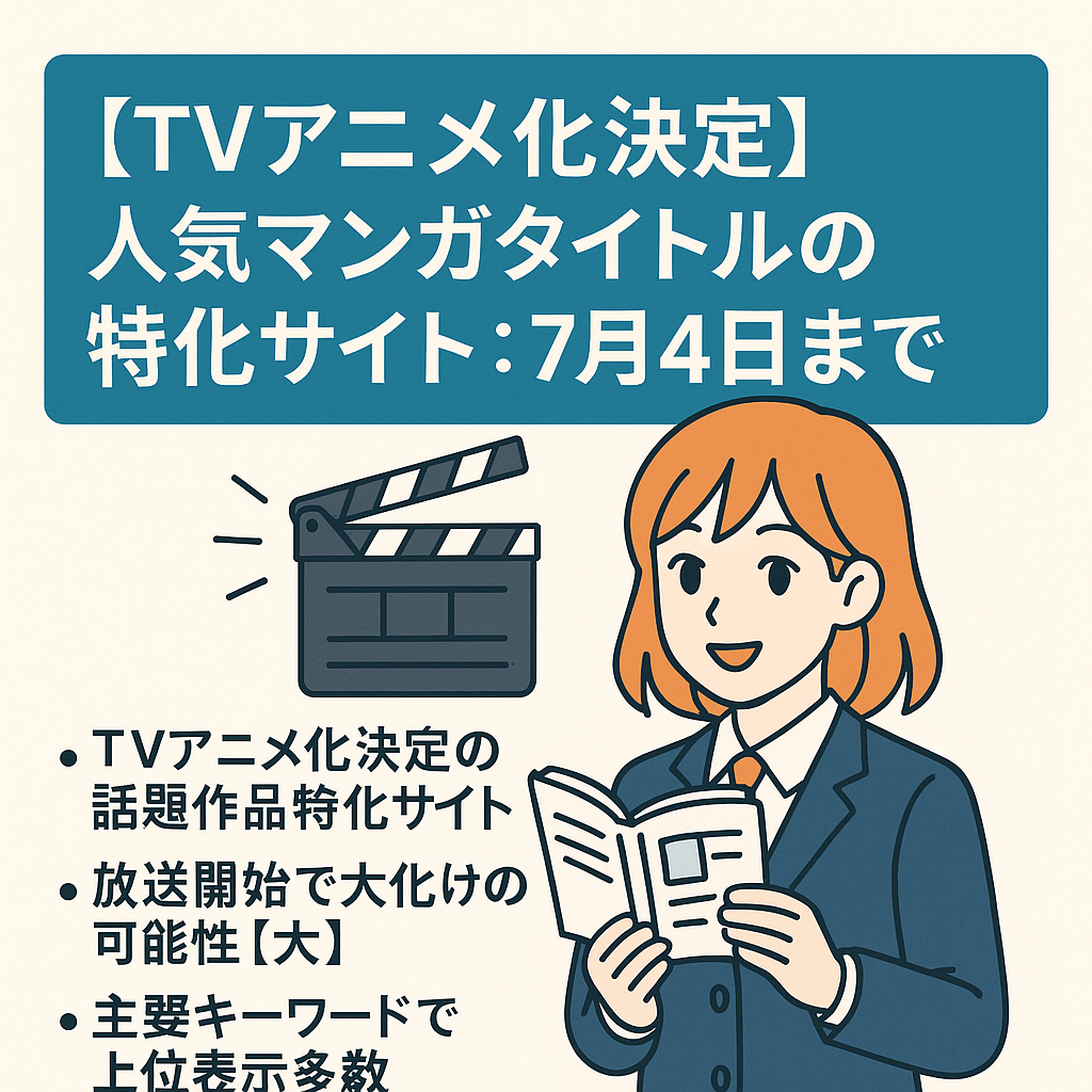 【TVアニメ化決定】人気マンガタイトルの特化サイト：7月4日まで