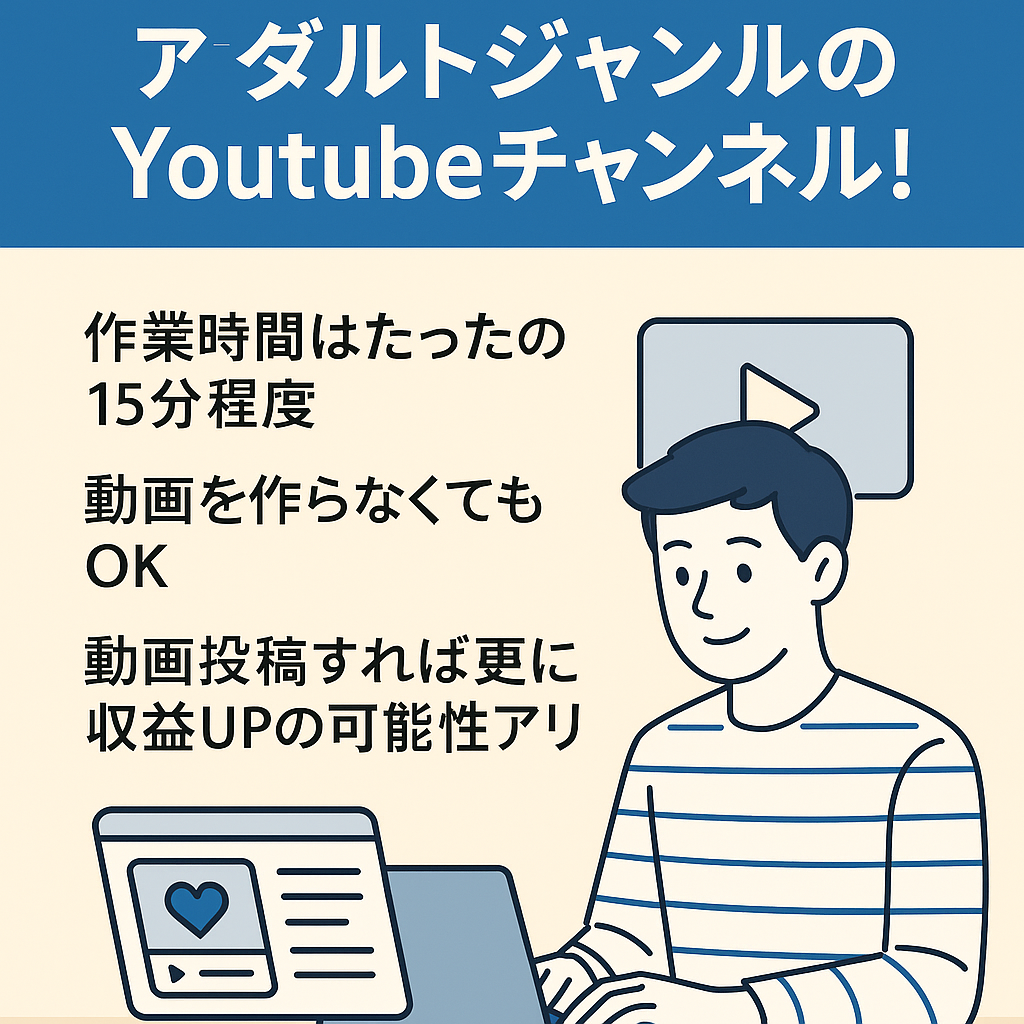 【たった1日15分】アダルトジャンルのYoutubeチャンネル！伸びしろ◎