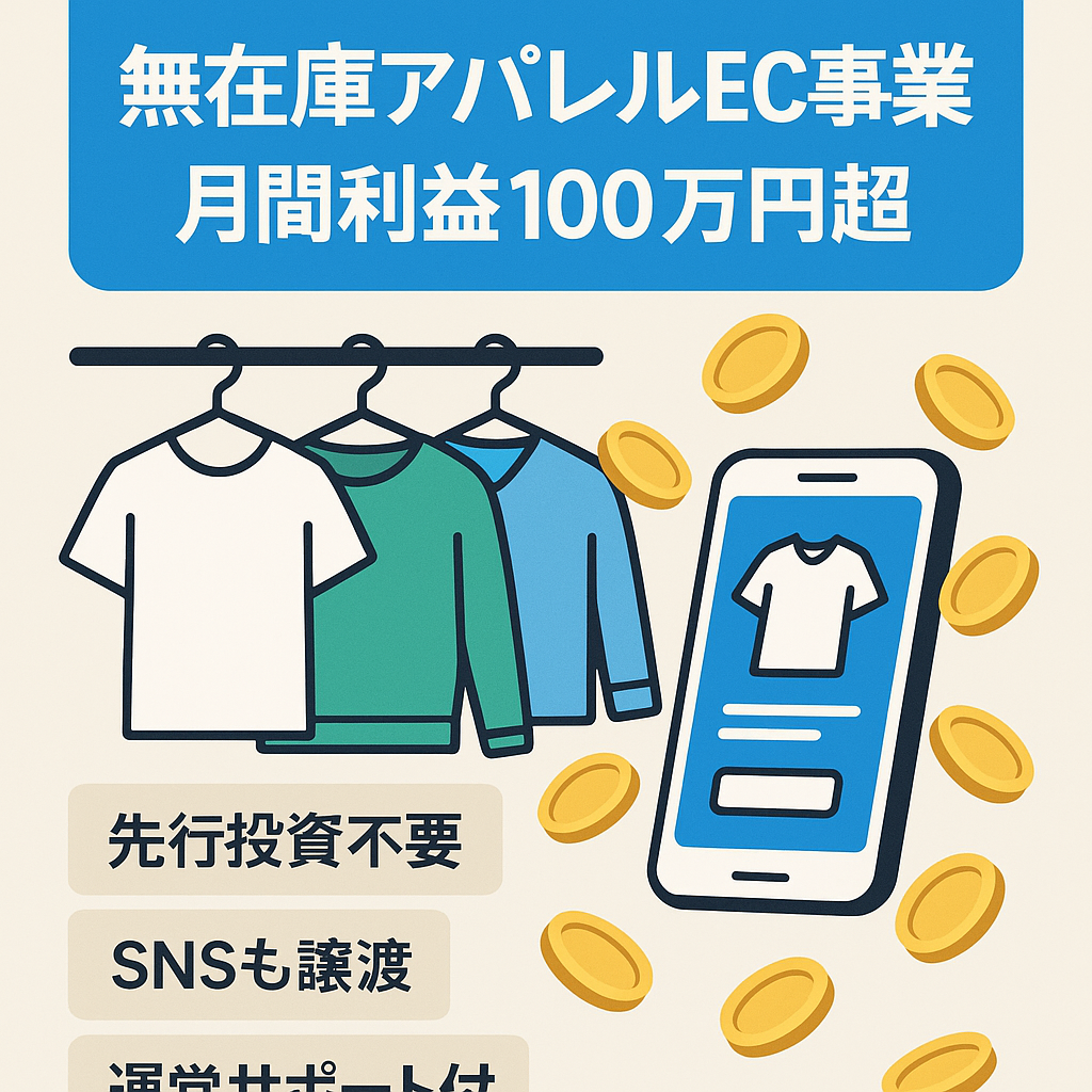 【月間利益100万円以上達成！】無在庫アパレルEC事業販売 / ノウハウ継承あり / 手放し運営可能