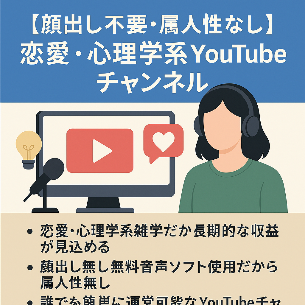 【顔出し不要・属人性なし・雑学ch】登録者約9000人/恋愛・心理学系YouTubeチャンネル