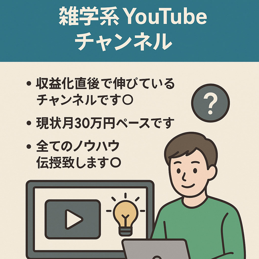 【月利３０万◎】ネタの豊富さと業務の簡易さが強み！ / 非属人 雑学系YouTubeチャンネル◎