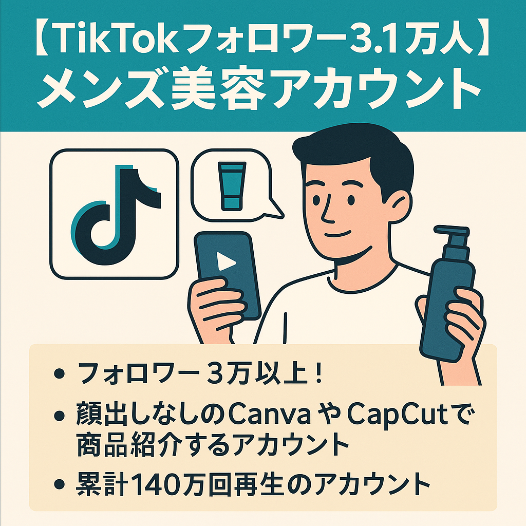【TikTokフォロワー3.1万人】メンズ美容のノウハウや商品紹介アカウント