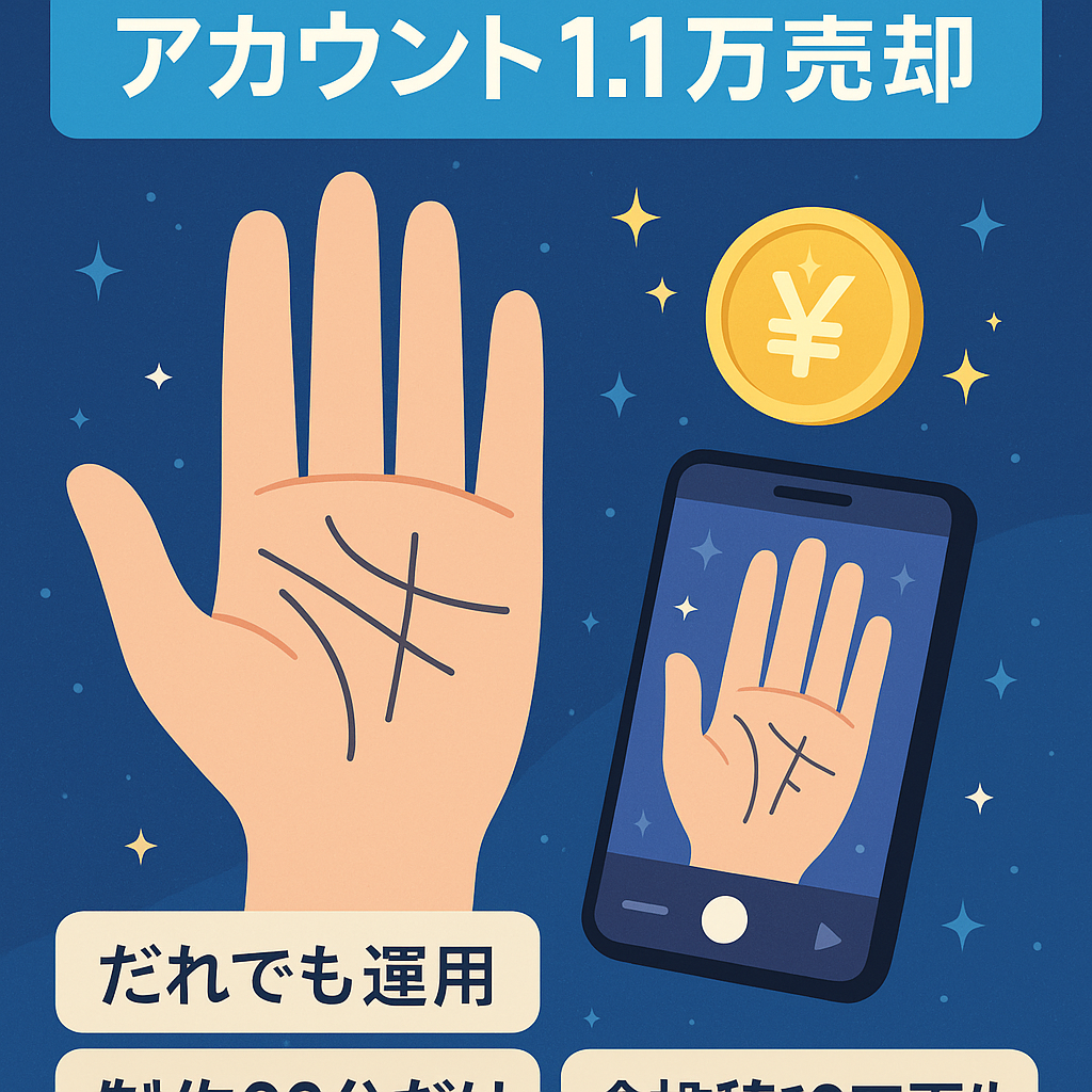 【TikTok15投稿だけでフォロワー1.1万人以上】属人性なし/手相占い/知識不要！/金運/恋愛ジャンル/全投稿10万〜300万以上再生！/占いサービス導入でマネタイズ可能！