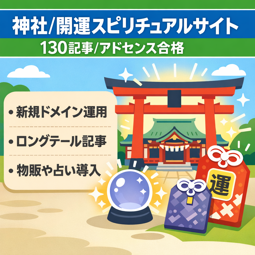 【※値下げ】神社・開運・スピリチュアル特化メディア｜記事数130【アドセンス合格済み】